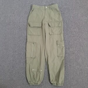 Faded Rose Essentials Small Cargo Joggers‎ Womens Olive Green High Waist Utility